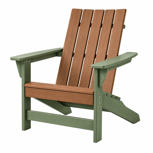 Fotel ogrodowy Adirondack 83 x 76 x 98 cm z tworzywa sztucznego zielony brązowy z podłokietnikami