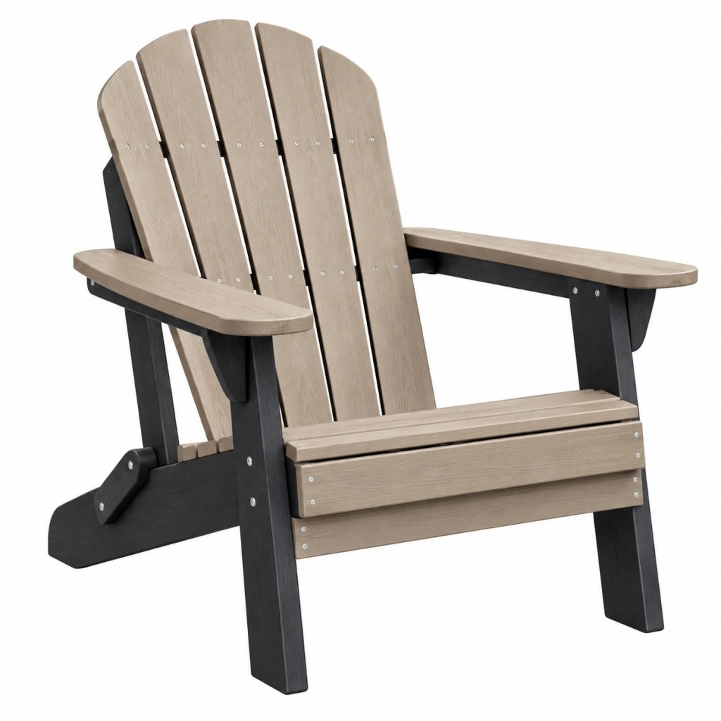 Krzesło ogrodowe Adirondack 83 x 80 x 98 cm z tworzywa sztucznego beżowo-czarne składane
