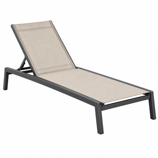 Leżak ogrodowy 195 x 65 cm z metalową ramą antracytowo-beżowy regulowany